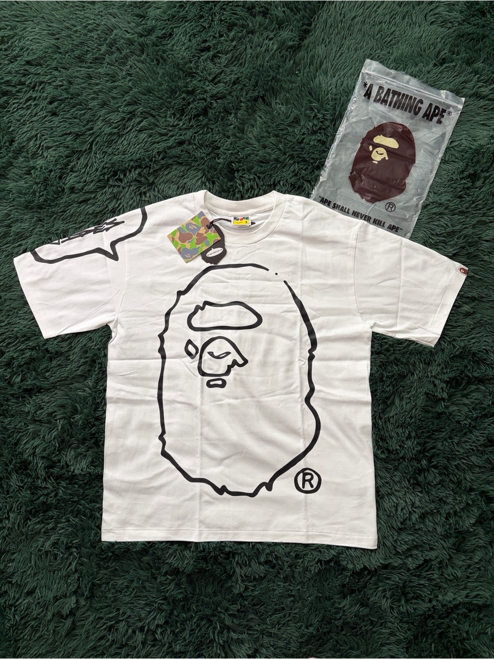 White And Black Big Head Ape Bape Tee